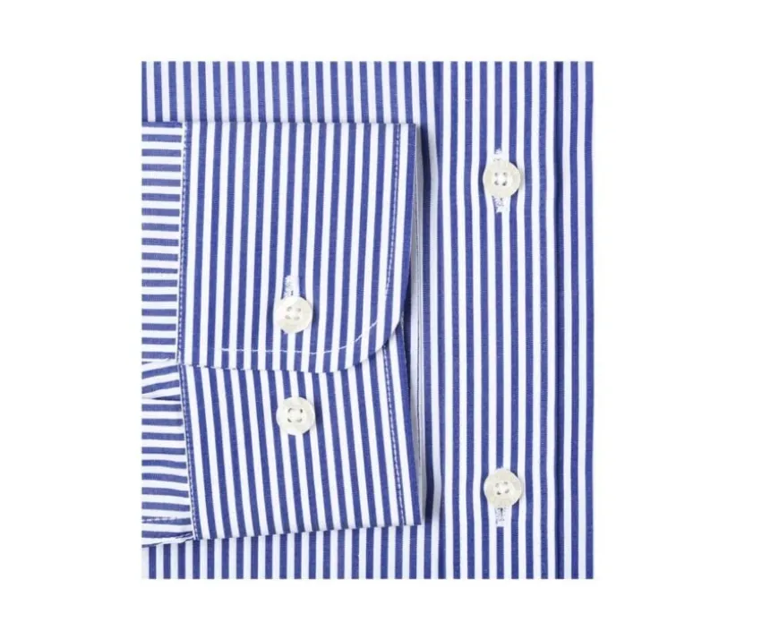 Camisa de algodón a rayas Azul marino y Blanco Maximilien-Bexley Clearance