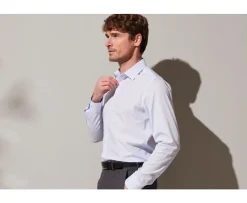 Camisa de algodón a rayas Celeste y Blanco Maximilien-Bexley Cheap