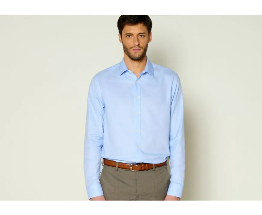 Camisa de algodón Azul claro - Cuello francés Ansbert-Bexley Discount