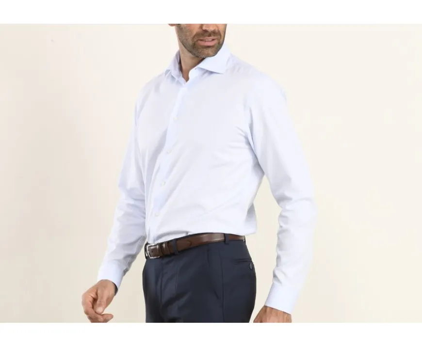 Camisa de algodón Azul claro - Cuello italiano Angelo-Bexley Clearance