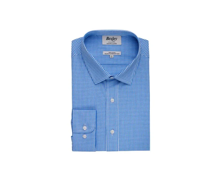 Camisa de algodón Azul claro y Blanco - Cuello francés Valaire-Bexley Clearance