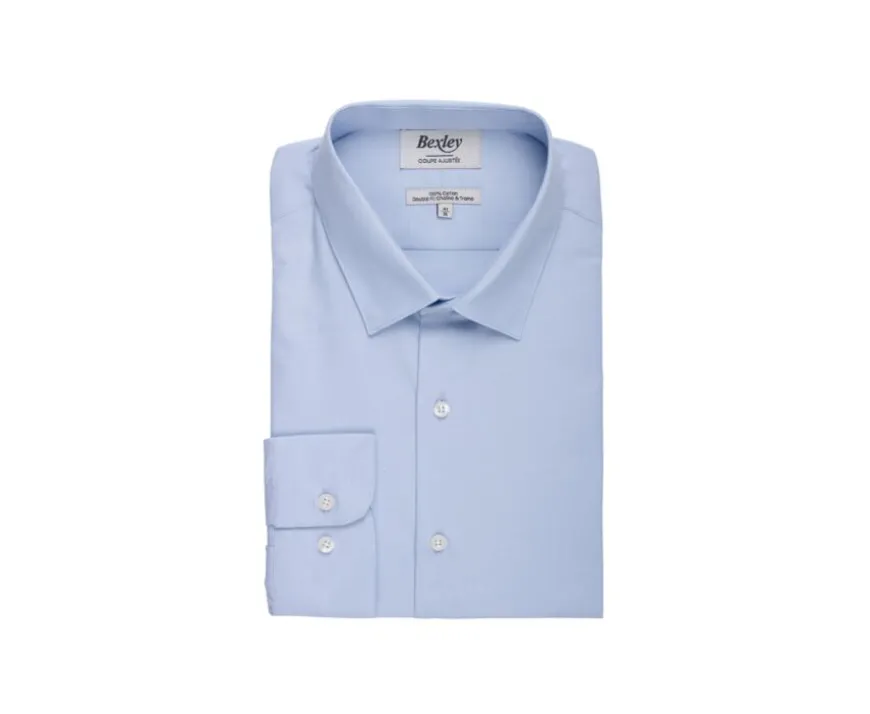 Camisa de algodón Azul - Cuello francés Louis Classic-Bexley Outlet