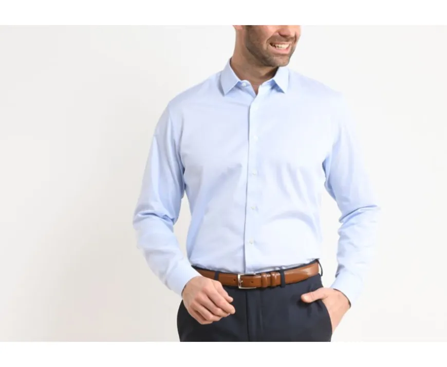Camisa de algodón Azul pálido - Cuello francés Paterne Classic-Bexley Outlet