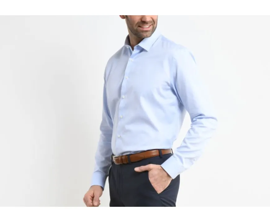 Camisa de algodón Azul pálido - Cuello francés Paterne Classic-Bexley Outlet