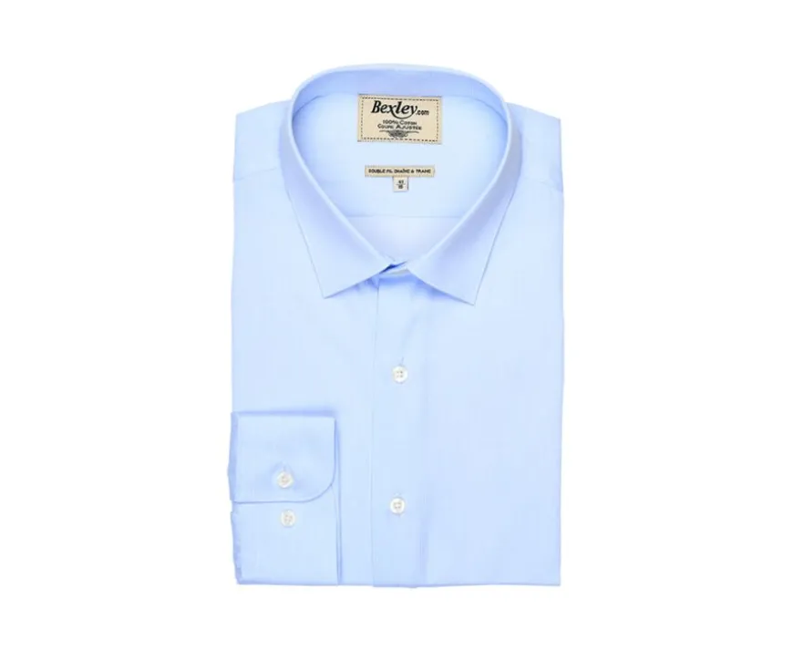 Camisa de algodón Azul pálido - Cuello francés Paterne Classic-Bexley Outlet