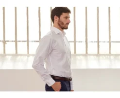 Camisa de algodón blanca - Bolsillo en el pecho Alberto Ii Classic-Bexley Flash Sale