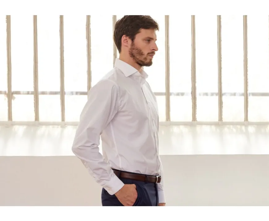 Camisa de algodón blanca - Bolsillo en el pecho Alberto Ii Classic-Bexley Flash Sale