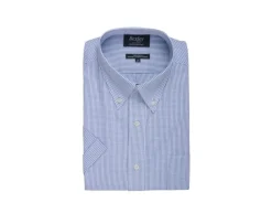 Camisa de algodón blanca con pequeños cuadros Azul océano Tim Mc-Bexley Fashion
