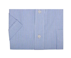 Camisa de algodón blanca con pequeños cuadros Azul océano Tim Mc-Bexley Fashion