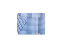 Camisa de algodón blanca con pequeños cuadros Azul claro Glenn Mc-Bexley Clearance