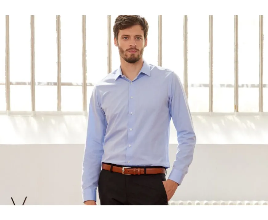 Camisa de algodón Celeste - Cuello francés Louis Classic-Bexley Clearance