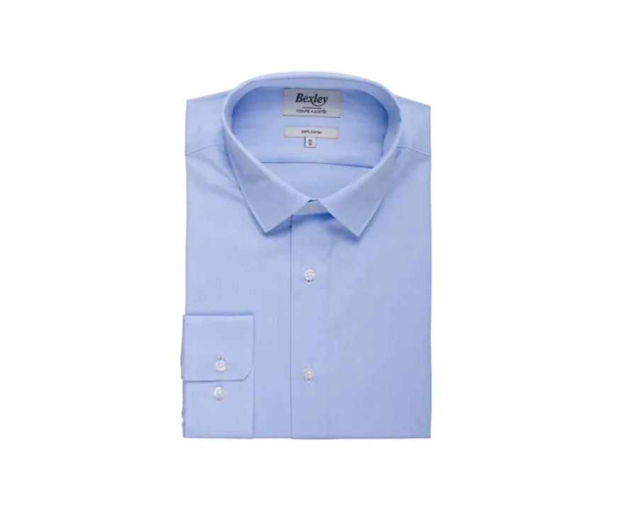 Camisa de algodón Celeste - Cuello francés Louis Classic-Bexley Clearance