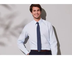 Camisa de algodón doble hilo azul claro Albert Classic-Bexley Fashion