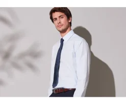 Camisa de algodón doble hilo azul claro Albert Classic-Bexley Fashion