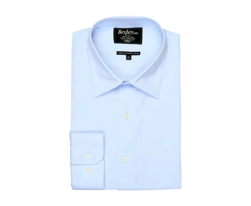 Camisa de algodón doble hilo azul claro Albert Classic-Bexley Fashion