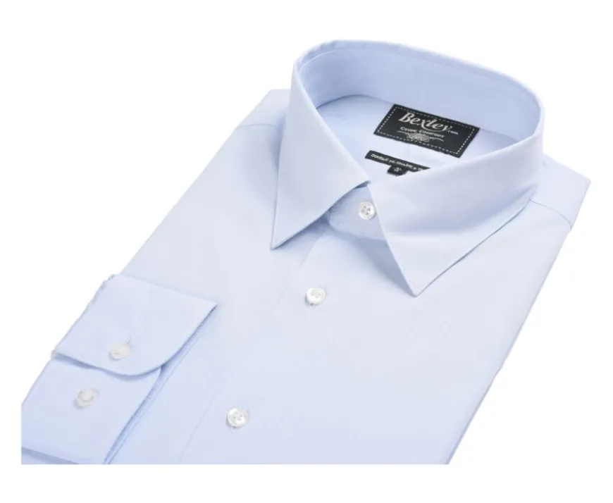 Camisa de algodón doble hilo azul claro Albert Classic-Bexley Fashion