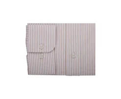 Camisa de algodón rayas Beis y Blanco Maximilien-Bexley Outlet