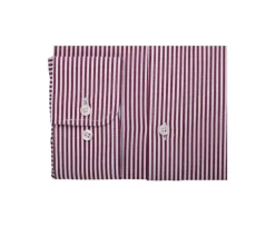 Camisa de algodón rayas Burdeos y Blanco Maximilien-Bexley Flash Sale
