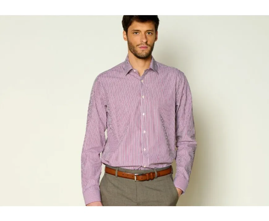 Camisa de algodón rayas Burdeos y Blanco Maximilien-Bexley Flash Sale