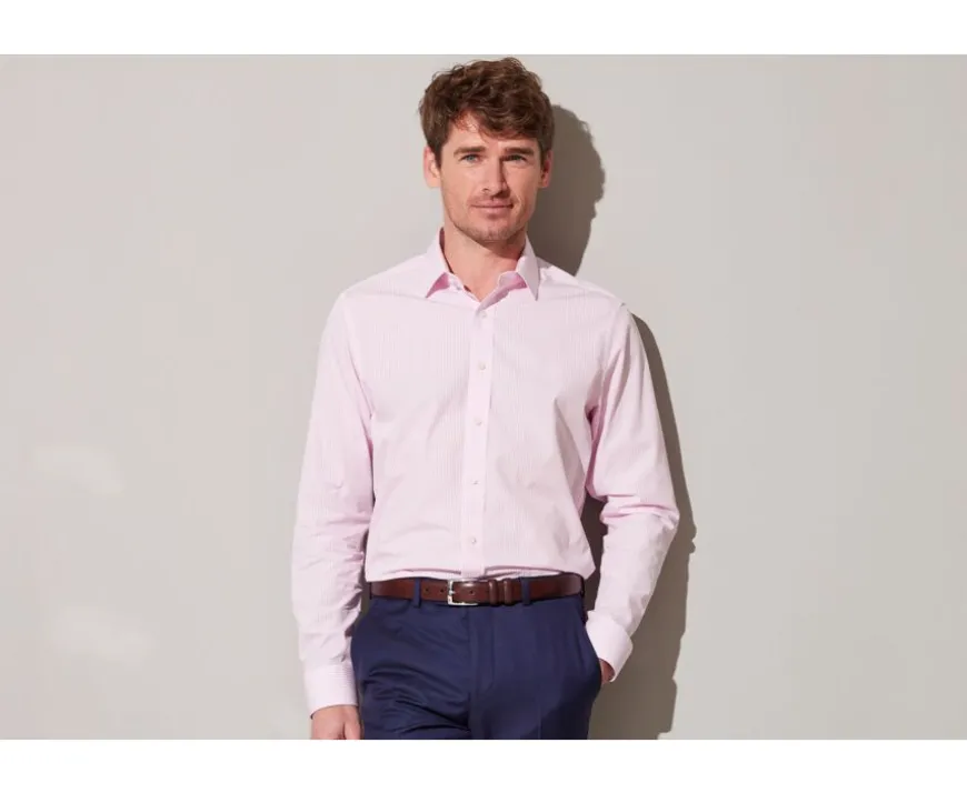 Camisa de algodón rayas rosas y blancas Maximilien-Bexley Fashion