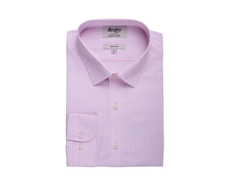 Camisa de algodón rayas rosas y blancas Maximilien-Bexley Fashion