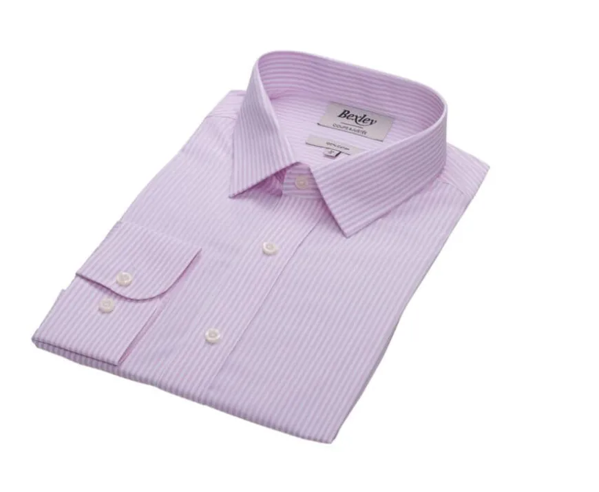 Camisa de algodón rayas rosas y blancas Maximilien-Bexley Fashion