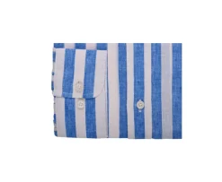 Camisa de algodón y lino a rayas Azul y Blanco Brunien-Bexley Hot