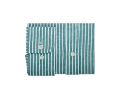 Camisa de algodón y lino Chambray Vert y blanco Edibert-Bexley Cheap