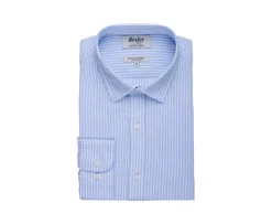 Camisa de algodón y lino con rayas Celeste y blanco Edibert-Bexley Clearance