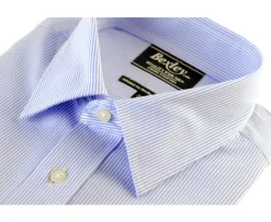 Camisa de finas rayas azules con bolsillo en el pecho Augustin-Bexley Sale