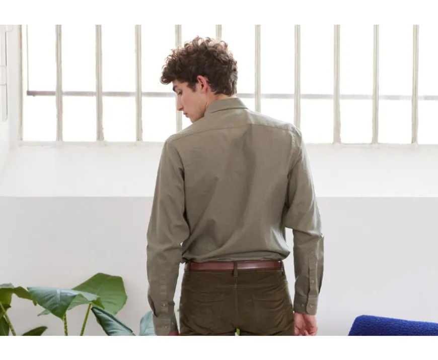 Camisa de franela Alexander Verde - Bolsillo en el pecho Alexander-Bexley Clearance