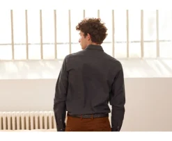 Camisa de franela Antracita Moteado - Bolsillo en el pecho Alexander-Bexley Fashion