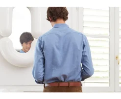Camisa de franela azul moteado - Bolsillo en el pecho Alexander-Bexley New