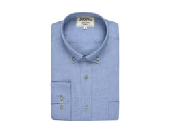 Camisa de franela azul moteado - Bolsillo en el pecho Alexander-Bexley New