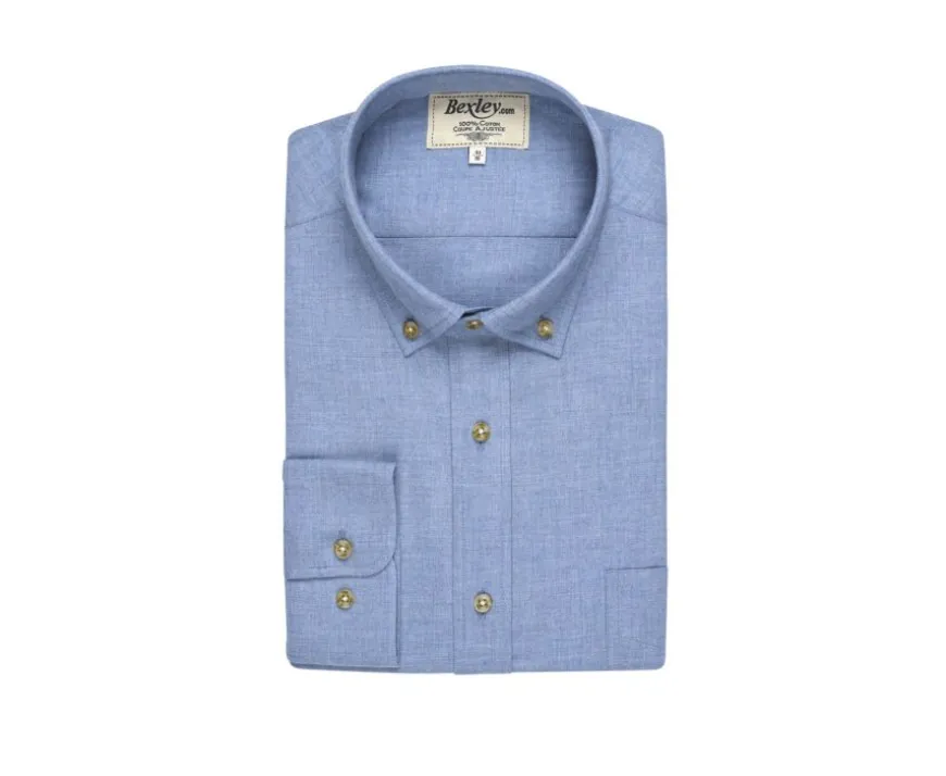 Camisa de franela azul moteado - Bolsillo en el pecho Alexander-Bexley New