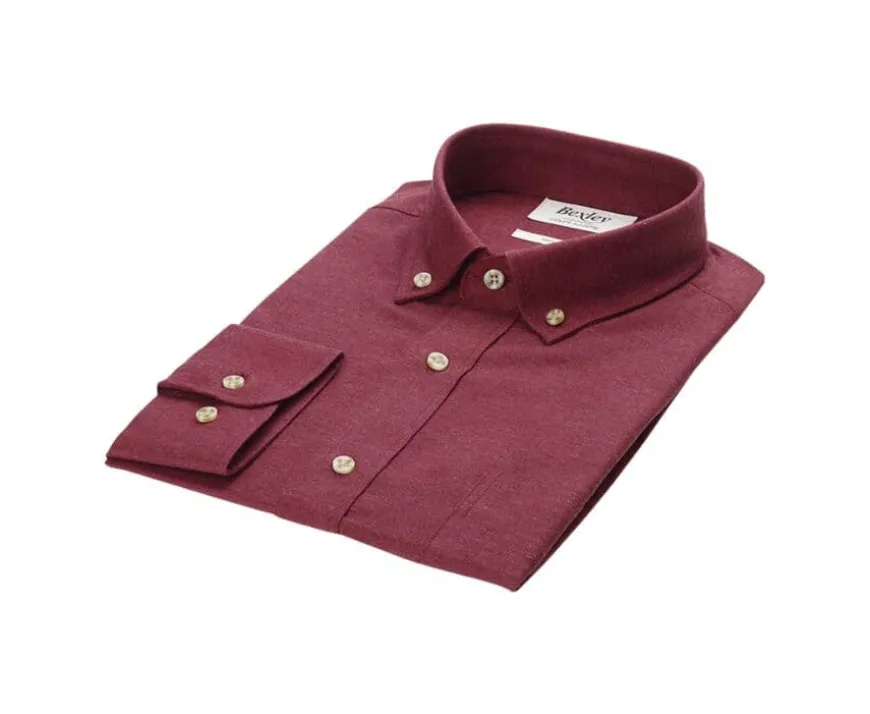 Camisa de franela Burdeos Rojo - Bolsillo en el pecho Alexander-Bexley Shop