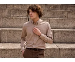 Camisa de franela Camel - Bolsillo en el pecho Alexander-Bexley Sale