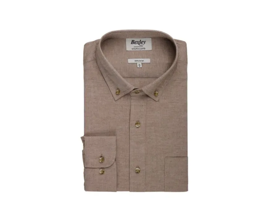 Camisa de franela Camel - Bolsillo en el pecho Alexander-Bexley Sale