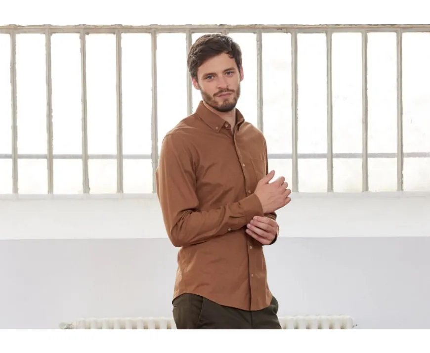 Camisa de franela Caramelo - Bolsillo en el pecho Alexander-Bexley Fashion
