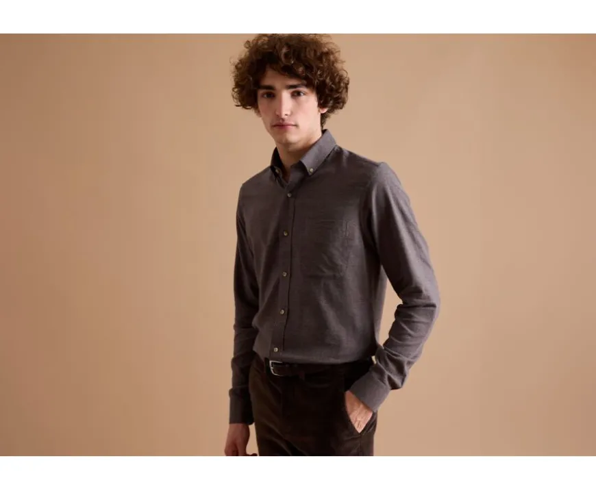 Camisa de franela Chocolate moteado - Bolsillo en el pecho Alexander-Bexley Best Sale
