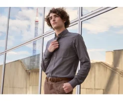 Camisa de franela Chocolate moteado - Bolsillo en el pecho Alexander-Bexley Best Sale