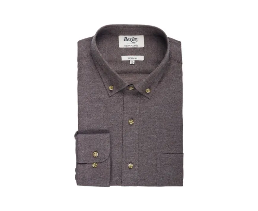 Camisa de franela Chocolate moteado - Bolsillo en el pecho Alexander-Bexley Best Sale