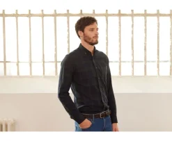 Camisa de franela Marino y Verde Oscuro - Bolsillo en el pecho Andrick-Bexley Hot