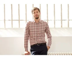 Camisa de franela Rojo y Crudo - Bolsillo en el pecho Alderick-Bexley Shop