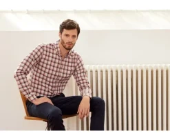 Camisa de franela Rojo y Crudo - Bolsillo en el pecho Alderick-Bexley Shop