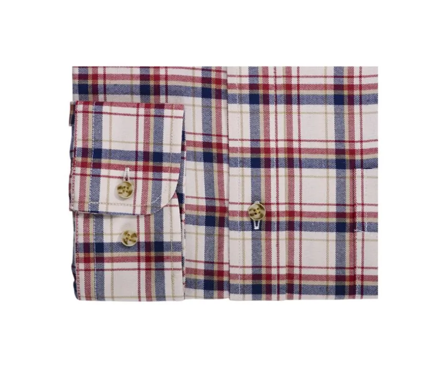 Camisa de franela Rojo y Crudo - Bolsillo en el pecho Alderick-Bexley Shop