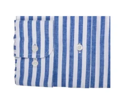 Camisa de lino y algodón Azul océano y Blanco Colten-Bexley Hot