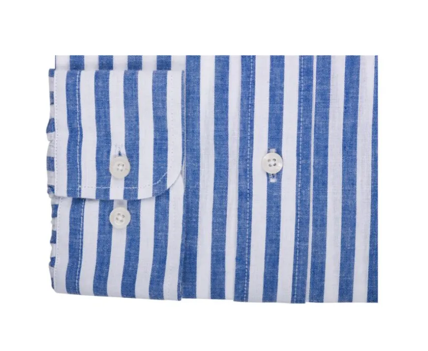 Camisa de lino y algodón Azul océano y Blanco Colten-Bexley Hot