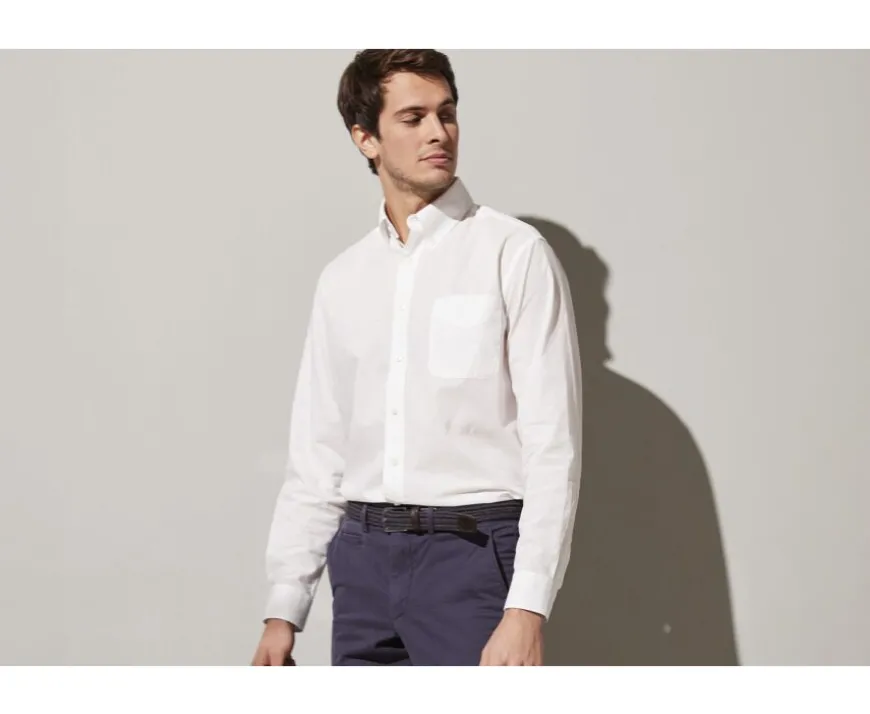 Camisa de lino y algodón blanca - Bolsillo en el pecho Colten-Bexley Best