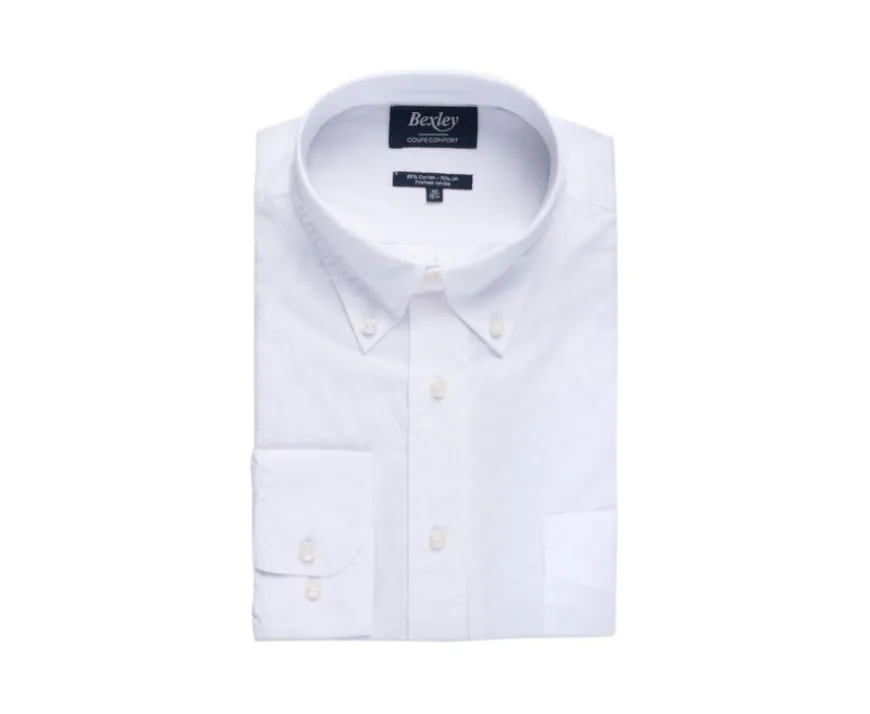 Camisa de lino y algodón blanca - Bolsillo en el pecho Colten-Bexley Best